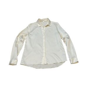 Lilysilk Basic Concealed Placket Silk Shirt in Cream Size S